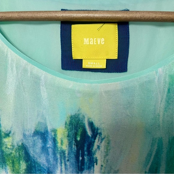 Maeve Watercolor 100% Silk Shirt Dress Size - Picture 5 of 11